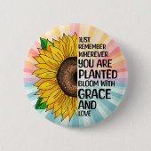 Inspirerend Quote en Hand getrokken Zonnebloem Ronde Button 5,7 Cm (Voorkant)