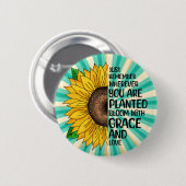 Inspirerend Quote en Hand getrokken Zonnebloem Ronde Button 5,7 Cm (Voorkant /achterkant)