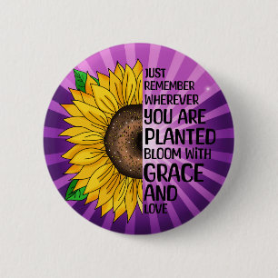 Inspirerend Quote en Hand getrokken Zonnebloem Ronde Button 5,7 Cm