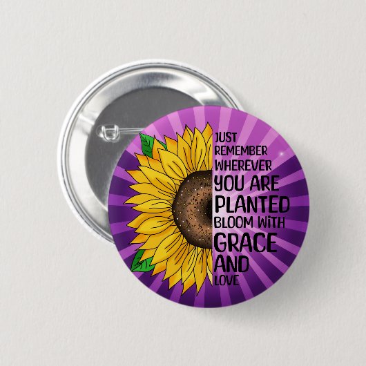 Inspirerend Quote en Hand getrokken Zonnebloem Ronde Button 5,7 Cm (Voorkant /achterkant)