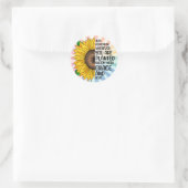 Inspirerend Quote en Hand getrokken Zonnebloem Ronde Sticker (Tas)