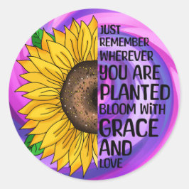 Inspirerend Quote en Hand getrokken Zonnebloem Ronde Sticker