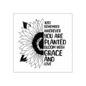 Inspirerend Quote en Hand getrokken Zonnebloem Rubberstempel (Afrduk)