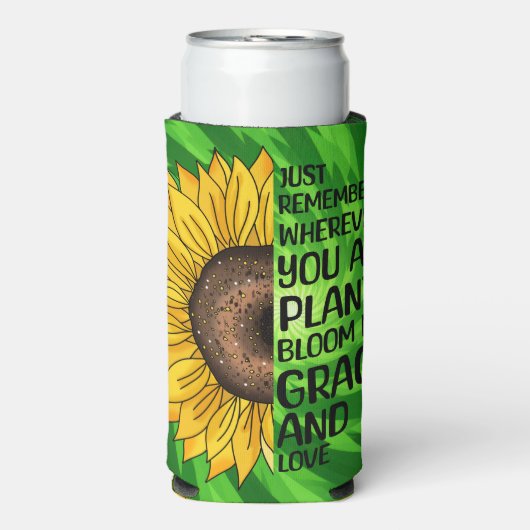 Inspirerend Quote en Hand getrokken Zonnebloem Seltzer Blikjeskoeler (Seltzer Voorkant)