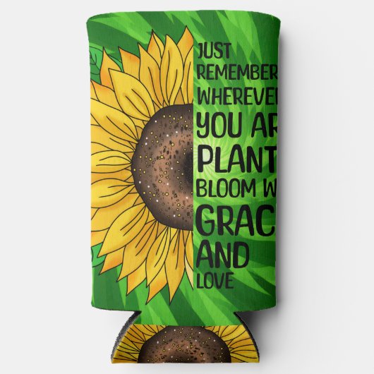 Inspirerend Quote en Hand getrokken Zonnebloem Seltzer Blikjeskoeler (Voorkant)