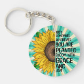 Inspirerend Quote en Hand getrokken Zonnebloem Sleutelhanger (Voorkant)