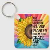 Inspirerend Quote en Hand getrokken Zonnebloem Sleutelhanger (Voorkant)