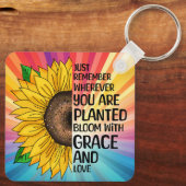 Inspirerend Quote en Hand getrokken Zonnebloem Sleutelhanger (Achterkant)