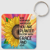 Inspirerend Quote en Hand getrokken Zonnebloem Sleutelhanger (Achterkant)