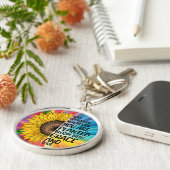 Inspirerend Quote en Hand getrokken Zonnebloem Sleutelhanger (Zijkant)