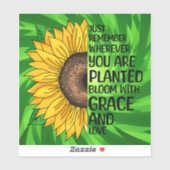 Inspirerend Quote en Hand getrokken Zonnebloem Sticker (Vel)