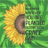 Inspirerend Quote en Hand getrokken Zonnebloem Sticker (Voorkant)