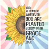Inspirerend Quote en Hand getrokken Zonnebloem Sticker (Voorkant)