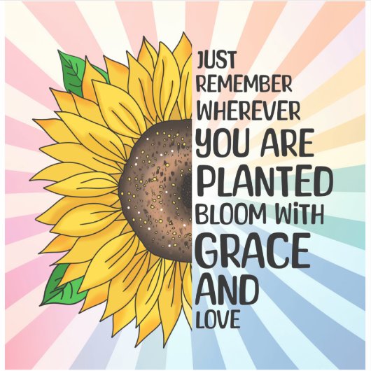 Inspirerend Quote en Hand getrokken Zonnebloem Sticker (Voorkant)