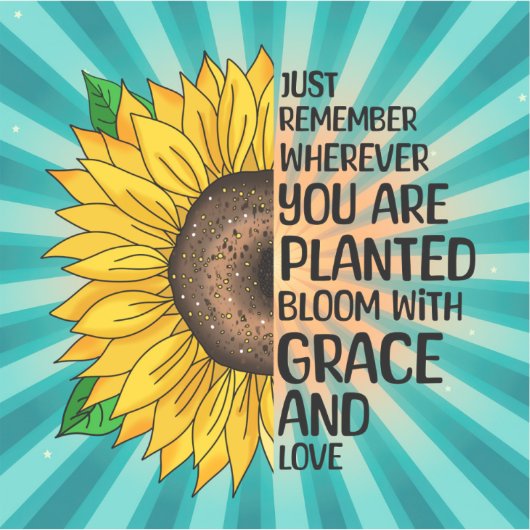 Inspirerend Quote en Hand getrokken Zonnebloem Sticker (Voorkant)