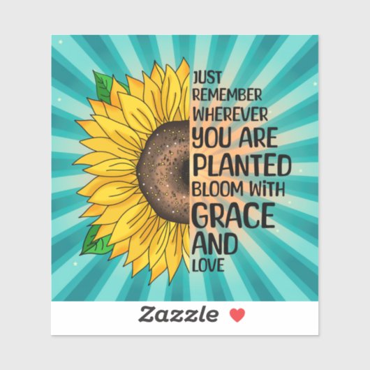 Inspirerend Quote en Hand getrokken Zonnebloem Sticker (Vel)