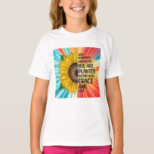 Inspirerend Quote en Hand getrokken Zonnebloem T-shirt