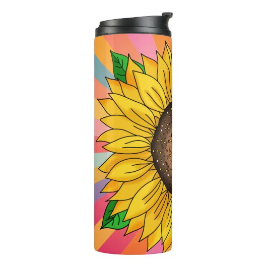 Inspirerend Quote en Hand getrokken Zonnebloem Thermosbeker (Gedraaid links)