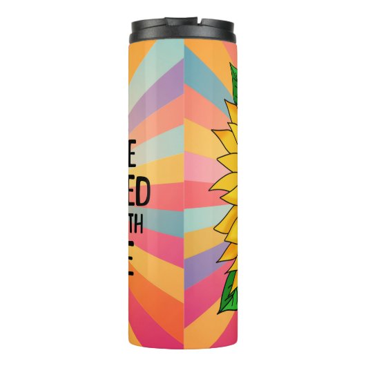 Inspirerend Quote en Hand getrokken Zonnebloem Thermosbeker (Achterkant)