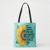 Inspirerend Quote en Hand getrokken Zonnebloem Tote Bag (Voorkant)