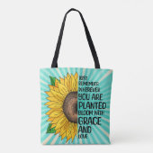 Inspirerend Quote en Hand getrokken Zonnebloem Tote Bag (Achterkant)