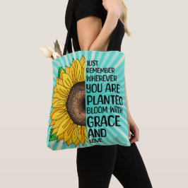 Inspirerend Quote en Hand getrokken Zonnebloem Tote Bag