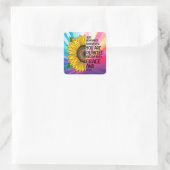 Inspirerend Quote en Hand getrokken Zonnebloem Vierkante Sticker (Tas)