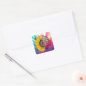 Inspirerend Quote en Hand getrokken Zonnebloem Vierkante Sticker (Envelop)