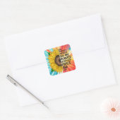 Inspirerend Quote en Hand getrokken Zonnebloem Vierkante Sticker (Envelop)