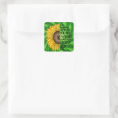 Inspirerend Quote en Hand getrokken Zonnebloem Vierkante Sticker (Tas)