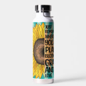 Inspirerend Quote en Hand getrokken Zonnebloem Waterfles (Links)