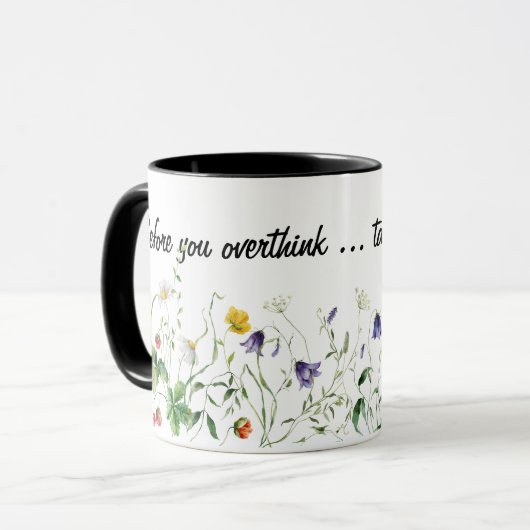 Inspirerend Quote en Wildflowers On White Mok (Voorkant links)