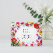 Inspirerend quote Feel Good Kleurrijke Flower Briefkaart (Staand voorkant)
