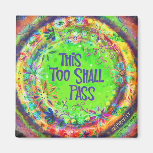 Inspirerend Quote  FloraI Groen Magneet (Voorkant)