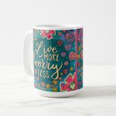 Inspirerend Quote Floral Fun Groen Roze Koffiemok (Voorkant links)
