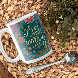Inspirerend Quote Floral Fun Groen Roze Koffiemok