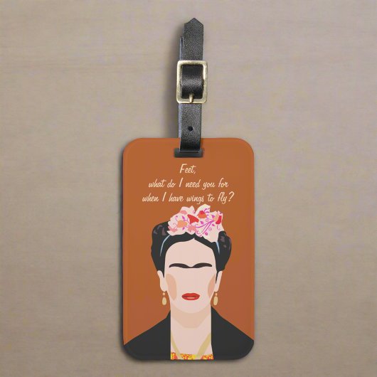 Inspirerend quote Frida Kahlo Illustratie Vrouwen Bagagelabel