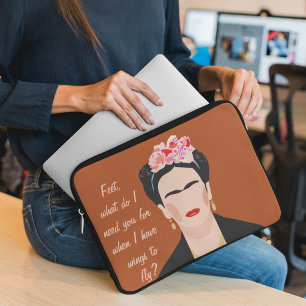 Inspirerend quote Frida Kahlo Illustratie Vrouwen Laptop Sleeve