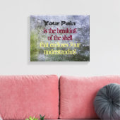 Inspirerend Quote in een mossy stenen wandtextuur Canvas Afdruk (Insitu (Woonkamer))
