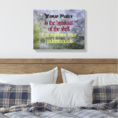 Inspirerend Quote in een mossy stenen wandtextuur Canvas Afdruk (Insitu (Slaapkamer))