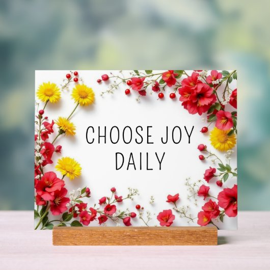 Inspirerend quote Kies Joy Kleurrijke Bloemen Acryl Bord (Neutraal)