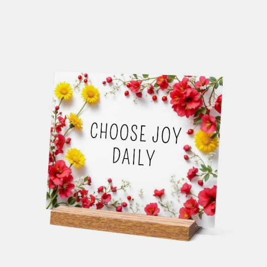 Inspirerend quote Kies Joy Kleurrijke Bloemen Acryl Bord (Hoek)
