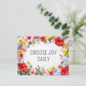 Inspirerend quote Kies Joy Kleurrijke Bloemen Briefkaart (Staand voorkant)