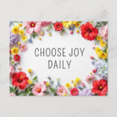 Inspirerend quote Kies Joy Kleurrijke Bloemen Briefkaart (Voorkant)