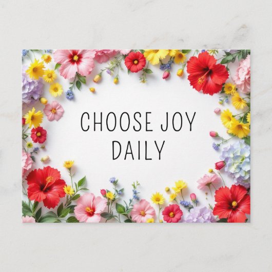 Inspirerend quote Kies Joy Kleurrijke Bloemen Briefkaart (Voorkant)