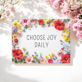 Inspirerend quote Kies Joy Kleurrijke Bloemen Briefkaart