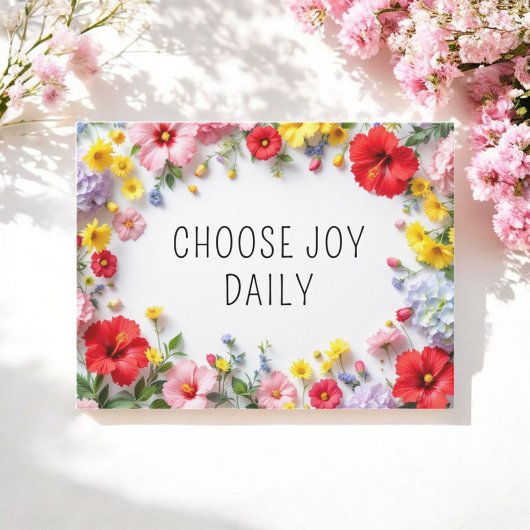 Inspirerend quote Kies Joy Kleurrijke Bloemen Briefkaart