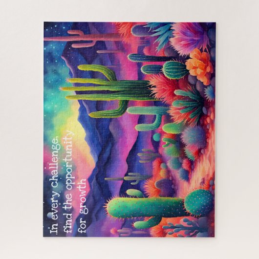 inspirerend quote, kleurrijk cactus landschap legpuzzel (Verticaal)