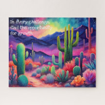 inspirerend quote, kleurrijk cactus landschap