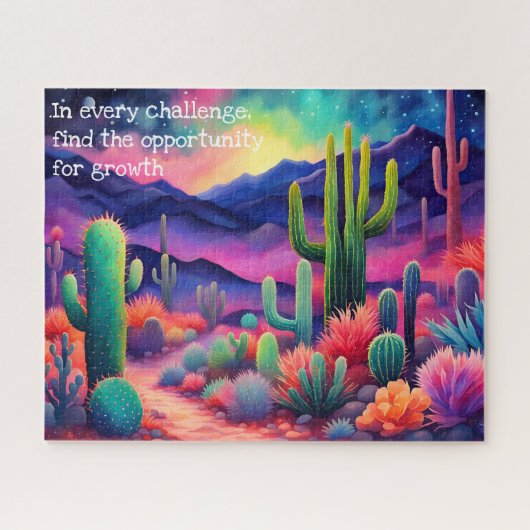 inspirerend quote, kleurrijk cactus landschap legpuzzel (Horizontaal)